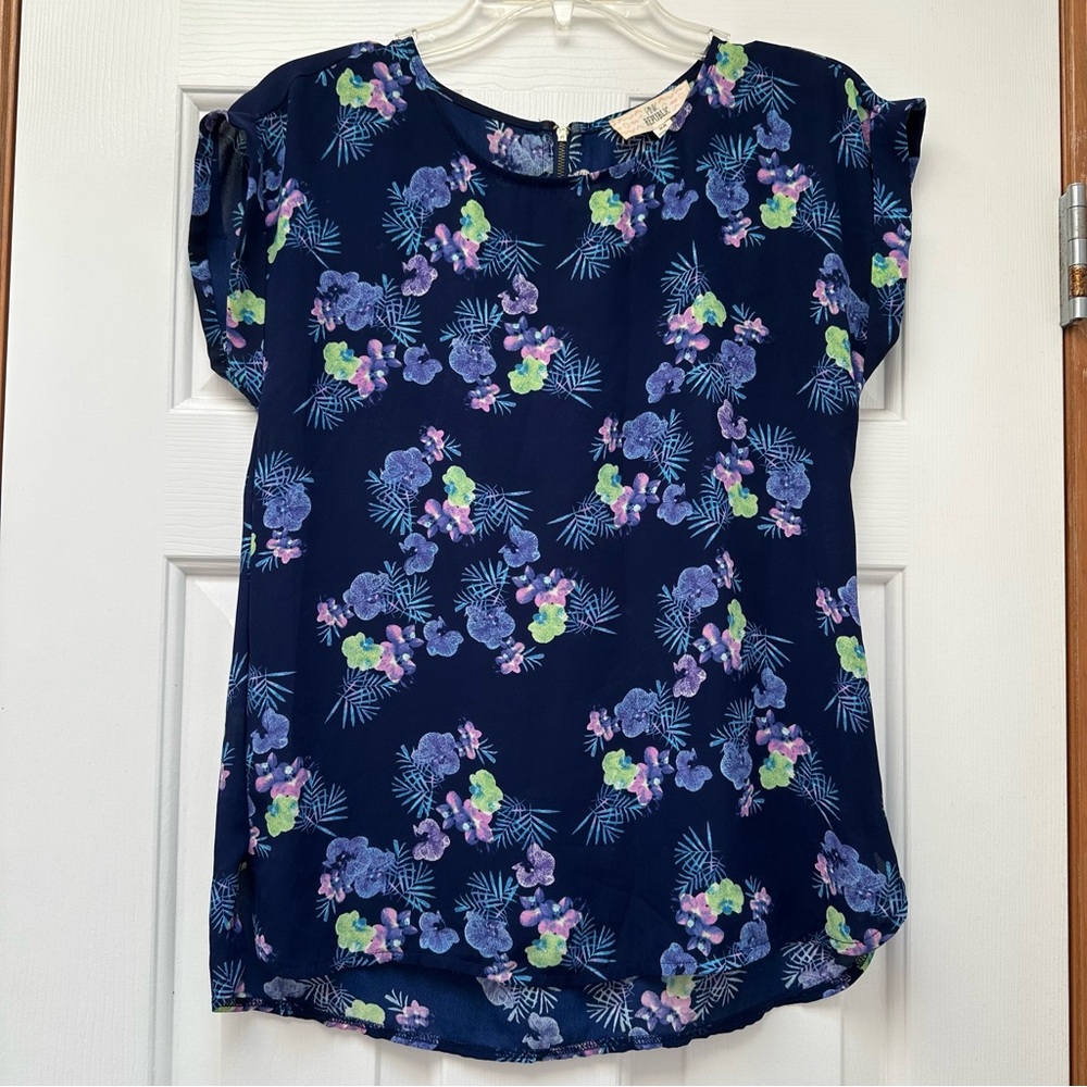 Blue Floral Blouse